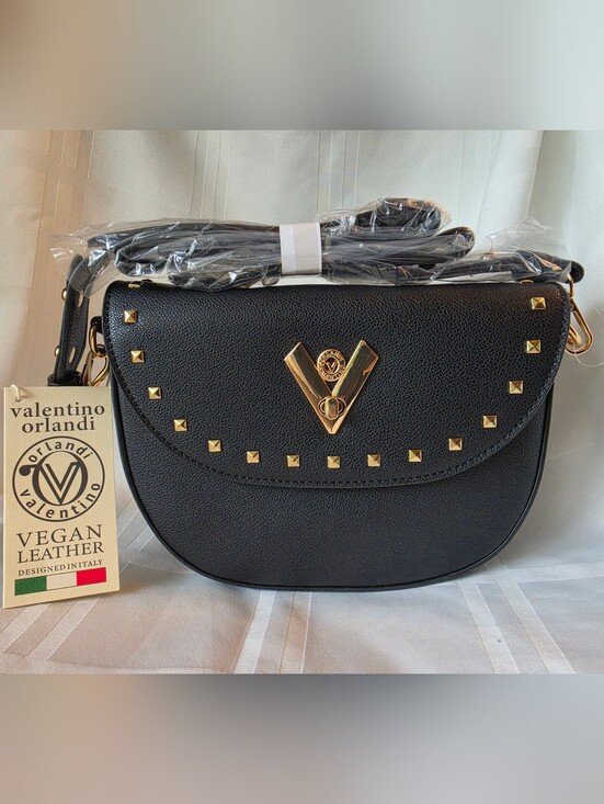 Valentino Orlandi Handbags - Valentino Orlandi Vegan Leather Crossbody with Gold Stud Detail